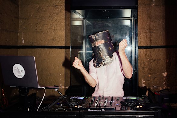 The DJ wore a Ned Kelly helmet and Angel and Robbie’s wedding.