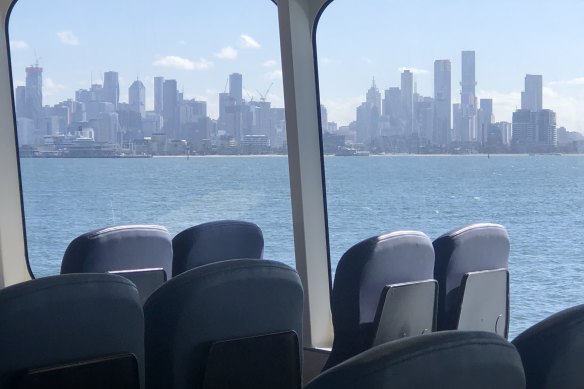 Goodbye to all that?: The Melbourne skyline from the Portarlington ferry.