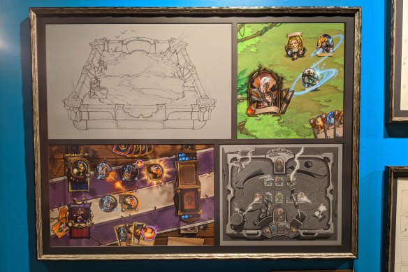 The walls of Blizzard’s headquarters in California are adorned with early Hearthstone design documents.