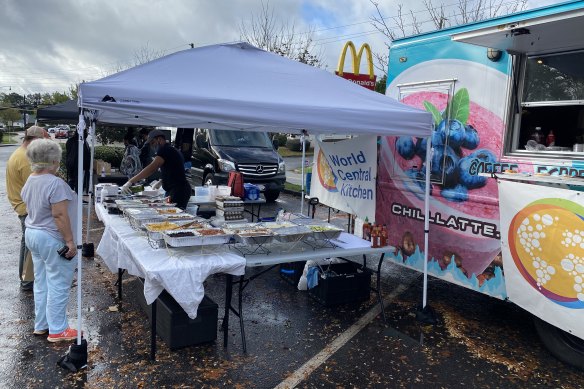 Free breakfast being served at a polling place in Cobb County, Georgia.