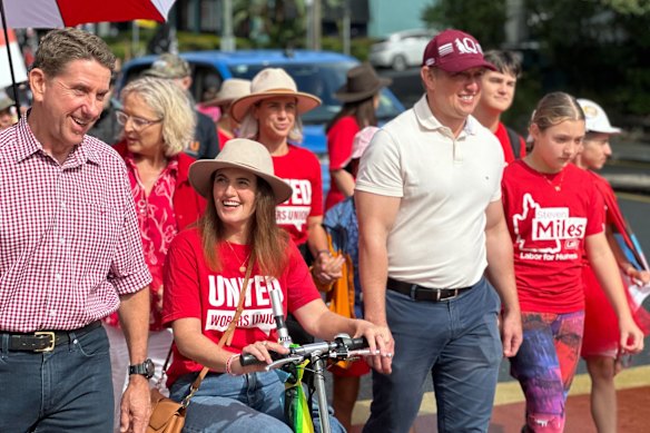 Cameron Dick, Ali France and Steven Miles joined Labor and union members at the Labour Day march in Brisbane.
