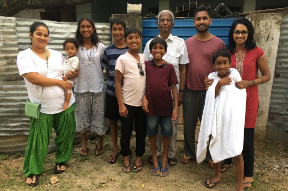 Chandran (at far right) with her family on a visit to Sri Lanka in 2019.