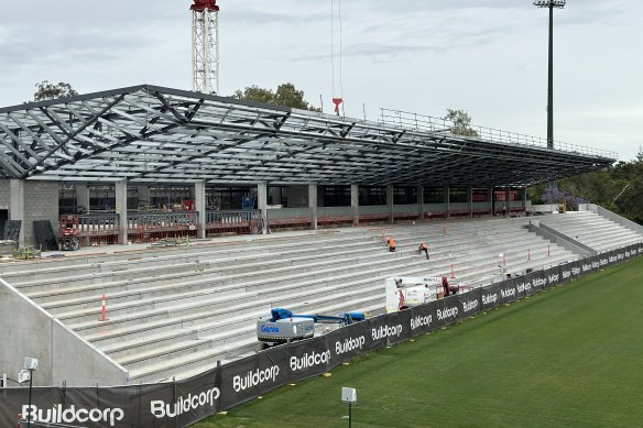 Construction of the new western stand at Ballymore.