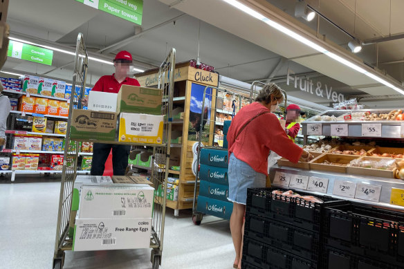 Customers at Coles in Newport were concerned to see staff without masks on Saturday. 