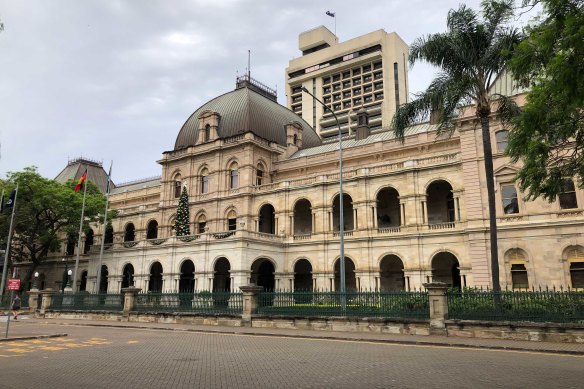 The parliamentary annexe building, pictured behind Queensland Parliament in George Street, Brisbane.