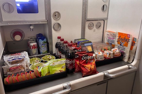 The Qantas flight that hosted the LA Rams was packed full of American snacks.