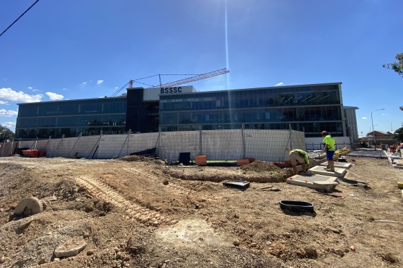 Extensive construction and landscape work continues at Brisbane South State Secondary College, despite 204 students already on campus.