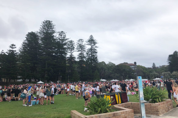 Revellers at Bronte Beach on Christmas Day during the covid pandemic.
