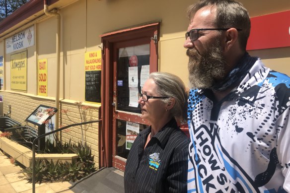 Andrea Winfield and Paul Singleton, who operate the post office and general store at Nelson, south-west Victoria. 