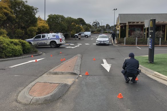 Investigating police at the scene of the shooting in Sunbury in August 2019.