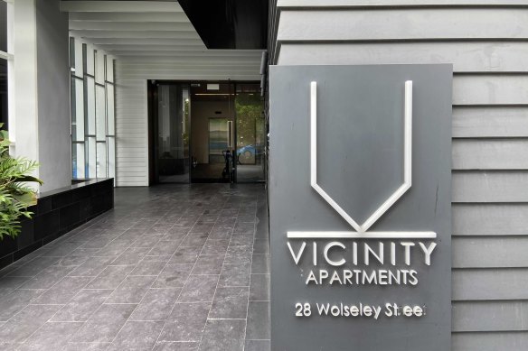 Vicinity Apartments at Woolloongabba where a man who knew some residents on Level Six is accused of turning on a high pressure water hydrants on level six and seven.