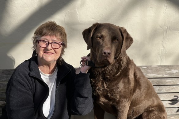 Gillian Leahy with Bear. “I do think that by imagining if the dog were human or if you were a dog, we learn things.”