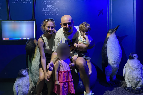 The family pictured at SeaLife.
