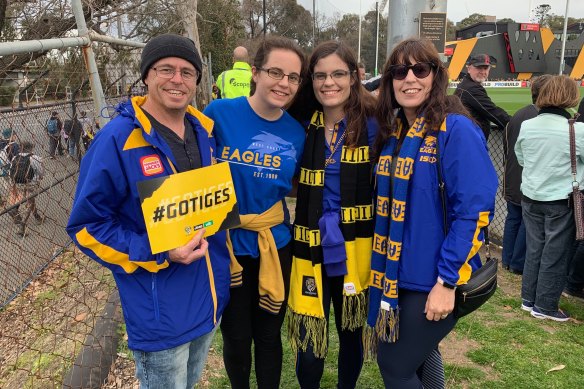 The Moore family have flown in from WA, even though their team isn't in it.