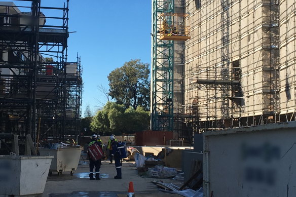 A 35-year-old man fell three metres from the scaffolding of a construction site opposite Penrith Panthers Leagues Club.