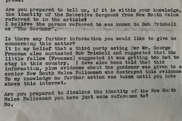 Notes of interview between John Silvester and NSW Police, June 1983.