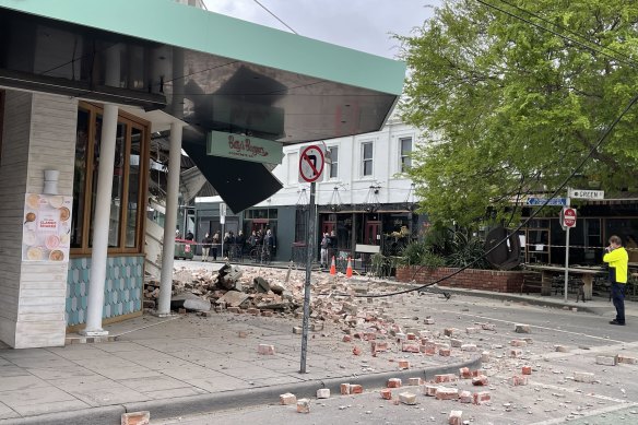 Betty’s Burgers in Chapel Street partly collapsed in the earthquake. 