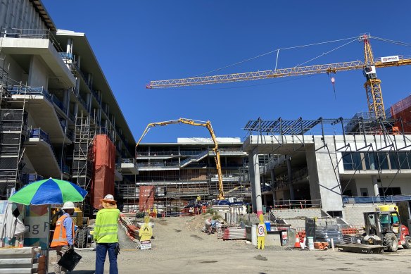 Heavy machinery is still being used at the new Brisbane South State Secondary College at Dutton Park, where more than 200 students are enrolled.