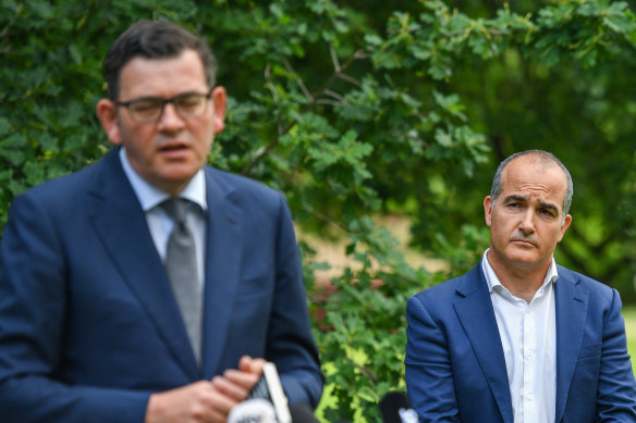 Premier Daniel Andrews and Mental Health Minister James Merlino making the funding announcement on Thursday.