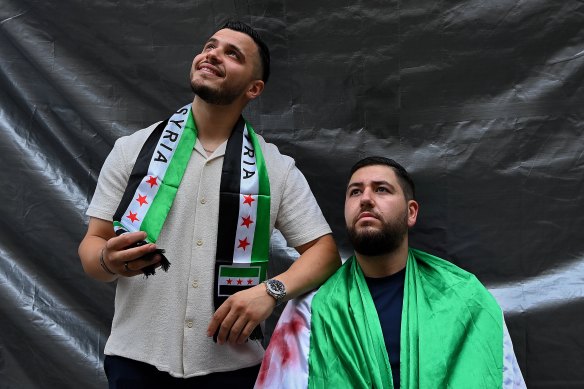 Cousins Ammr Nakour and Bilal El Kesm are celebrating the end of dictatorship in Syria – a country they both fled when they were eight years old.