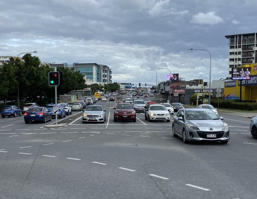 Gympie Road at Chermside is now 12 lanes wide near Westfield Chermside.