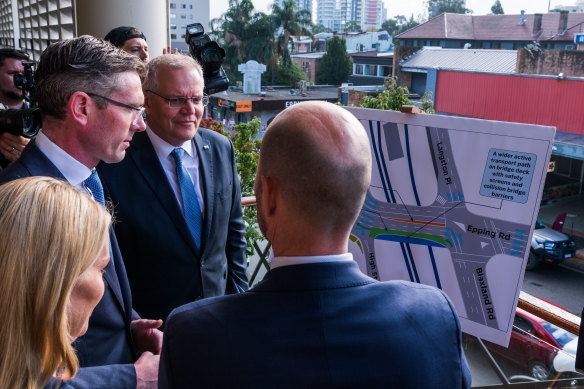 Prime Minister Scott Morrison and NSW Premier Dominic Perrottet in Sydney earlier this morning.