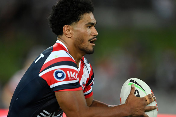 Robert Toia in action for the Roosters.