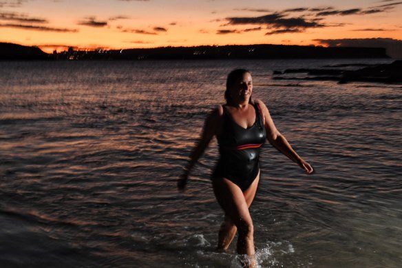 Jacqueline Tonin takes a dawn swim at Sydney's Balmoral Beach. 