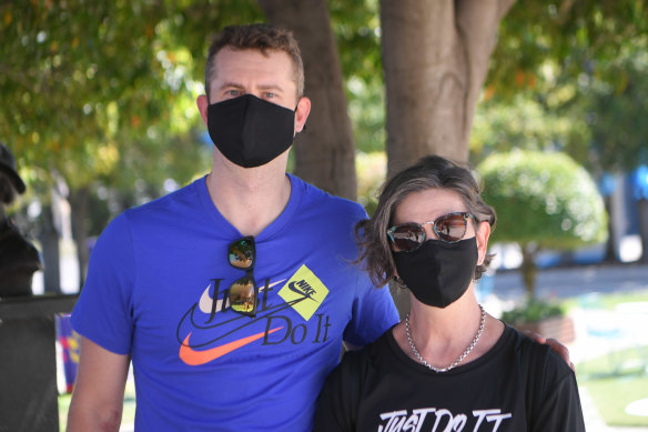 Tim Hirst and his mum, Tanya at Melbourne Park on Thursday.