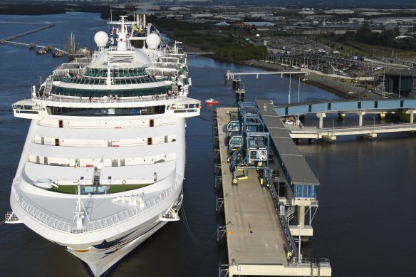P&O Cruises’ Pacific Explorer at the Brisbane International Cruise Ship Terminal.