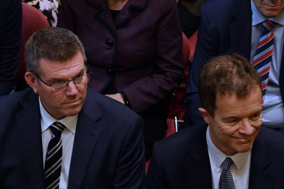Time for a conscious uncoupling? NSW Nationals leader Dugald Saunders (left) and Opposition Leader Mark Speakman (right).