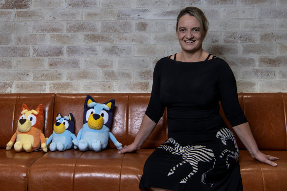 Fiona Lang and some of the more than 1000 items of Bluey merchandise now available. 