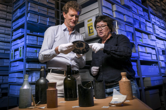 Jeremy Smith, principal archaeologist, Heritage Victoria and Meg Goulding, archaeologist and member of the Heritage Council of Victoria