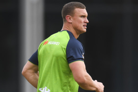 Jack Wighton at Raiders training in Canberra on Tuesday.