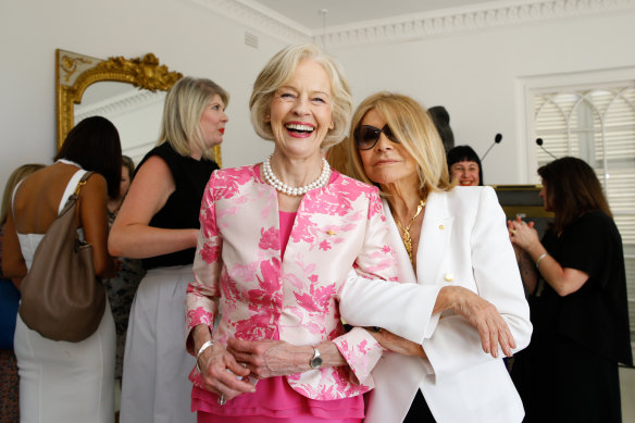 Dame Quentin Bryce and Carla Zampatti at the launch of My Life, My Look in Sydney in 2015. 
