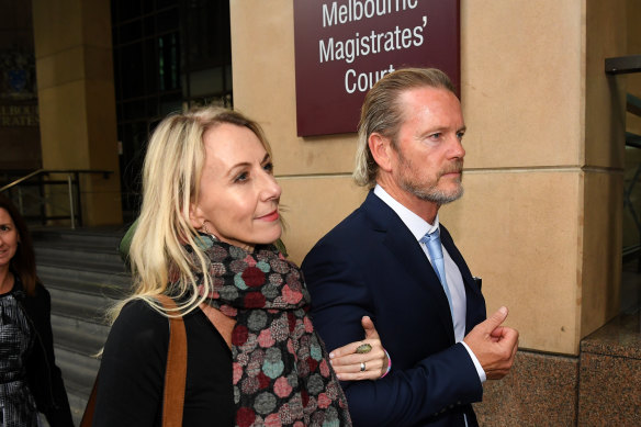 Craig McLachlan (right) and his partner Vanessa Scammell outside court last week.