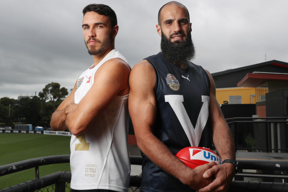 Richmond's Shane Edwards (left) will line up for the All Stars, while Bachar Houli will represent Victoria.