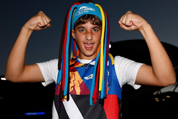 A young fan gets into the spirt of the Gather Round occasion.