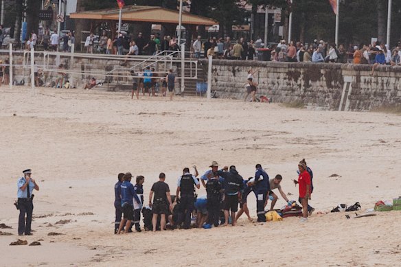 First responders at Manly performed CPR on the shark bite victim.
