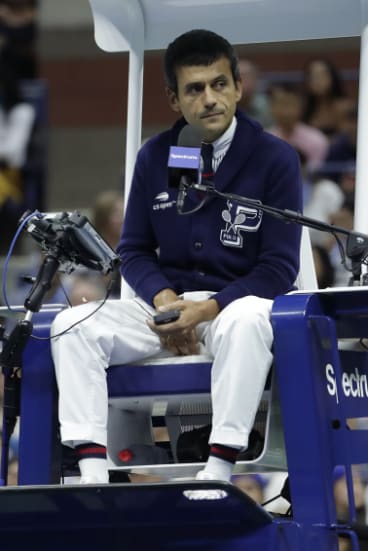 Chair umpire Carlos Ramos during the US Open final.