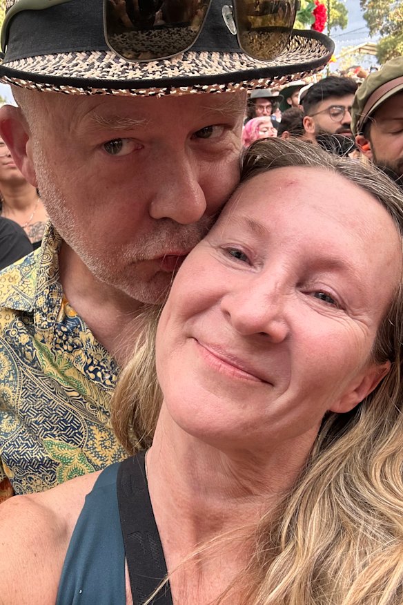 Kate Halfpenny and her husband, Chris, at the Golden Plains festival.