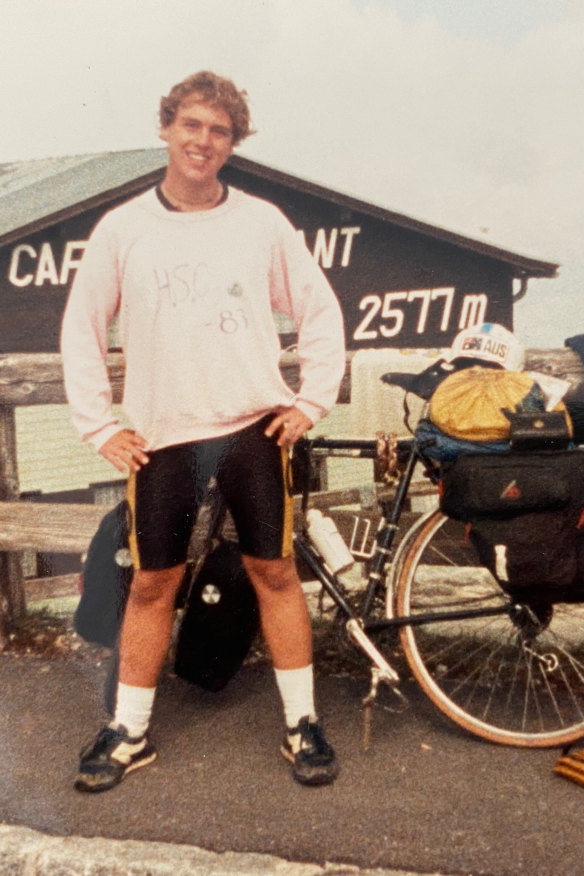 Hunt, aged 18, during his gap year in Europe at the summit of the road on the Grossglockner pass in Austria.