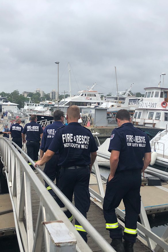 HAZMAT crews arrive at the All Occasion Cruises moorings to conduct further testing on Tuesday.