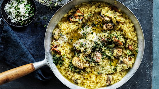 Mussel and saffron risotto.