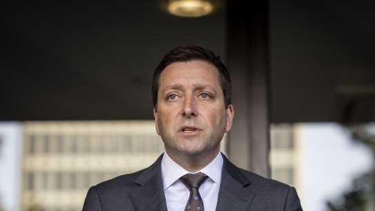 Matthew Guy speaks to the media on Tuesday.