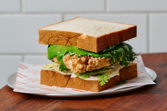 Fannys Sannys, a new sandwich shop in Prahran, uses green goddess in its fish sandwich.