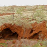 The Juukan Gorge rock shelters before they were legally destroyed by Rio Tinto blasting in 2020.
