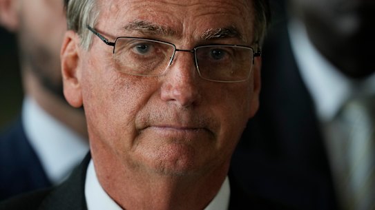 Brazilian President Jair Bolsonaro speaks from his official residence of Alvorada Palace in Brasilia, Brazil, Tuesday, the leader’s first public comments since losing the  presidential run-off.