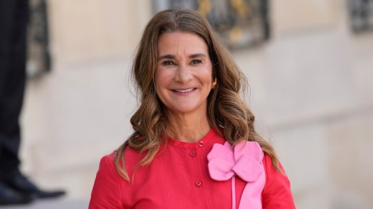 FILE - Co-chair of the Bill & Melinda Gates Foundation Melinda French Gates smiles as she leaves the Elysee Palace, June 23, 2023, in Paris. Melinda French Gates will step down as co-chair of the Bill & Melinda Gates Foundation, the nonprofit shone of the largest philanthropic foundations in the world that she helped her ex-husband Bill Gates found more than 20 years ago. (AP Photo/Christophe Ena, File)