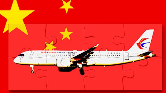 COMAC Chinese-built passenger plane - a jigsaw of components from existing makers of airliners like Boeing and Airbus. 